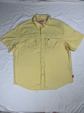 Coleman Men's Short Sleeve Button-Up Shirt in Light Yellow Size XXL